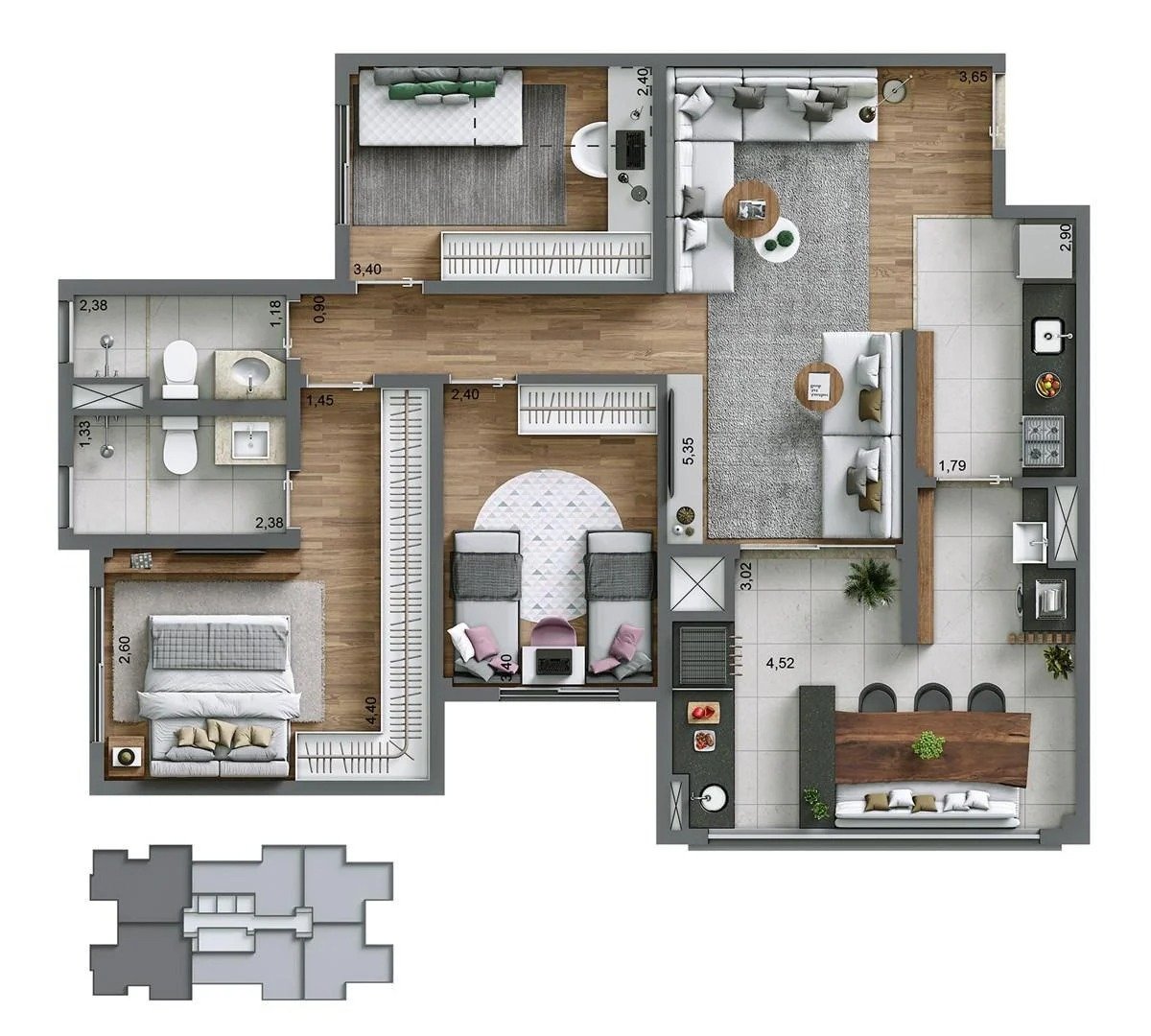 Apartamento à venda com 3 quartos, 84m² - Foto 1