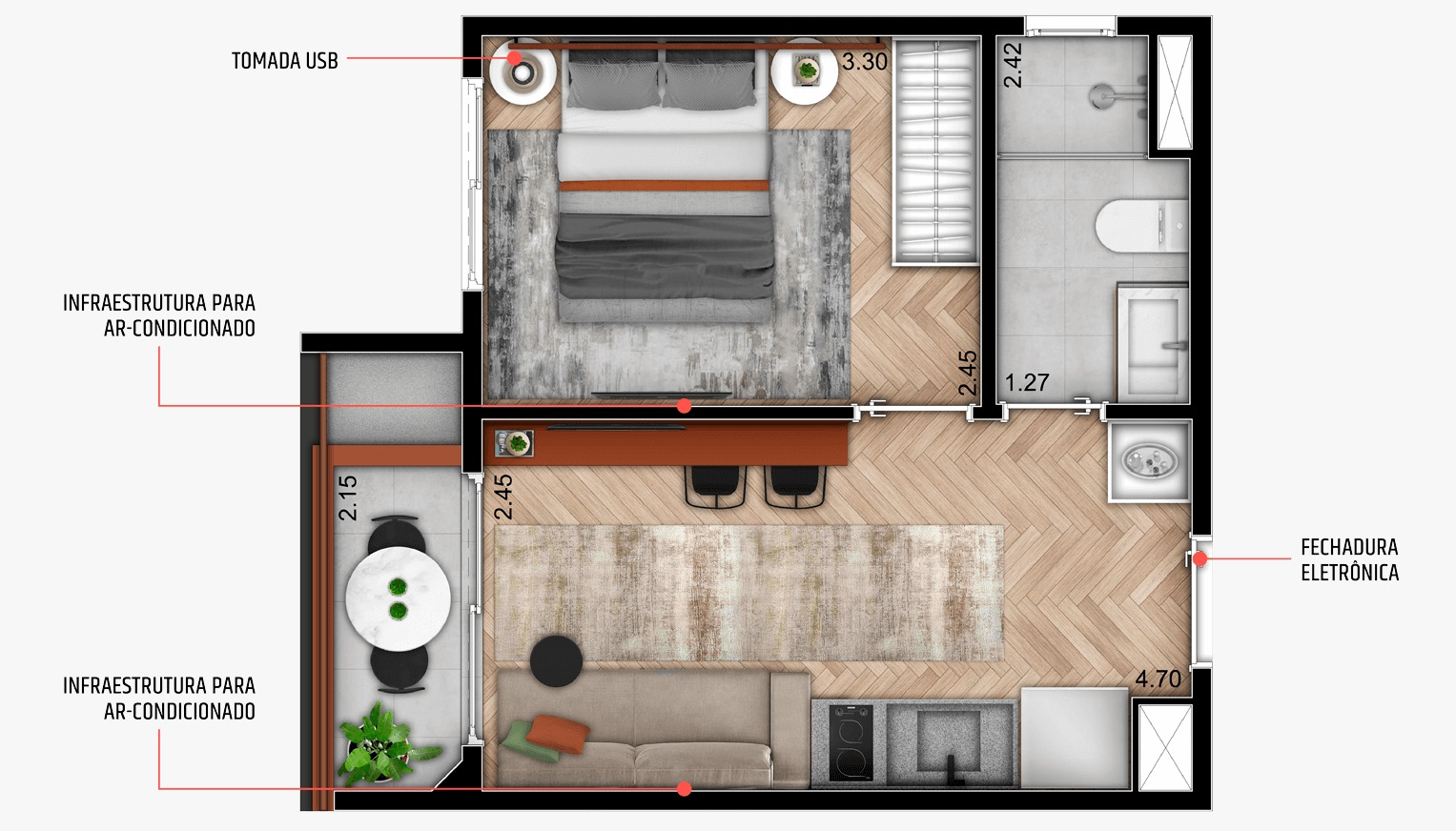 apartamento com 1 quarto(s) com 1 banheiro(s) - CONSOLACAO, São Paulo / SP