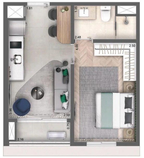 apartamento com 1 quarto(s) com 1 suíte(s) - CAMPO BELO, São Paulo / SP